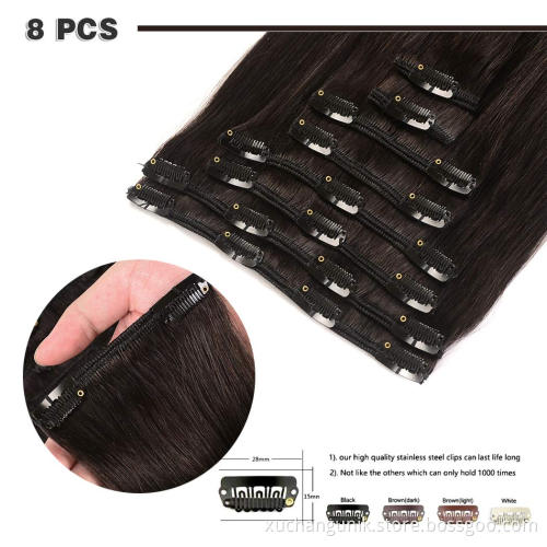 Uniky 100% natural virgin indian clip in human hair extensions for black women